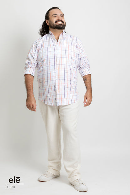 CAMISA CUADROS BLANCO, NARANJA, AZUL Y CAFE