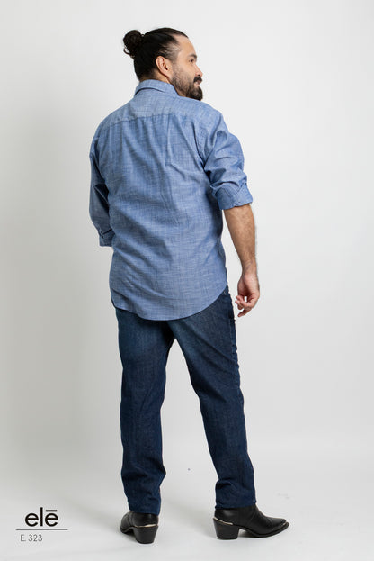CAMISA LISA AZUL MARINO JASPEADA