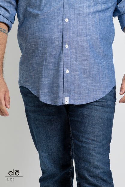 CAMISA LISA AZUL MARINO JASPEADA