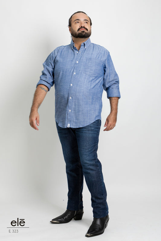 CAMISA LISA AZUL MARINO JASPEADA