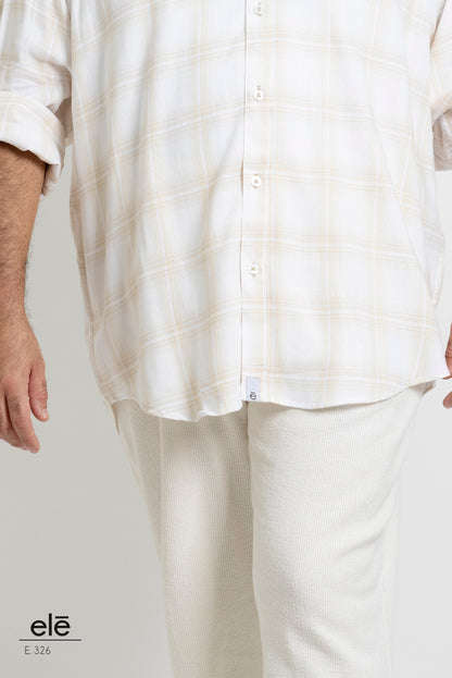 CAMISA CUADROS BLANCO Y BEIGE
