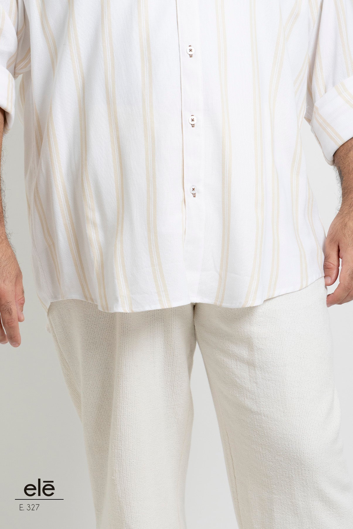 CAMISA RAYAS BEIGE Y BLANCO