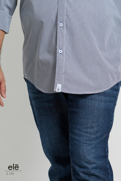 CAMISA CUADROS AZUL MARINO Y BLANCO