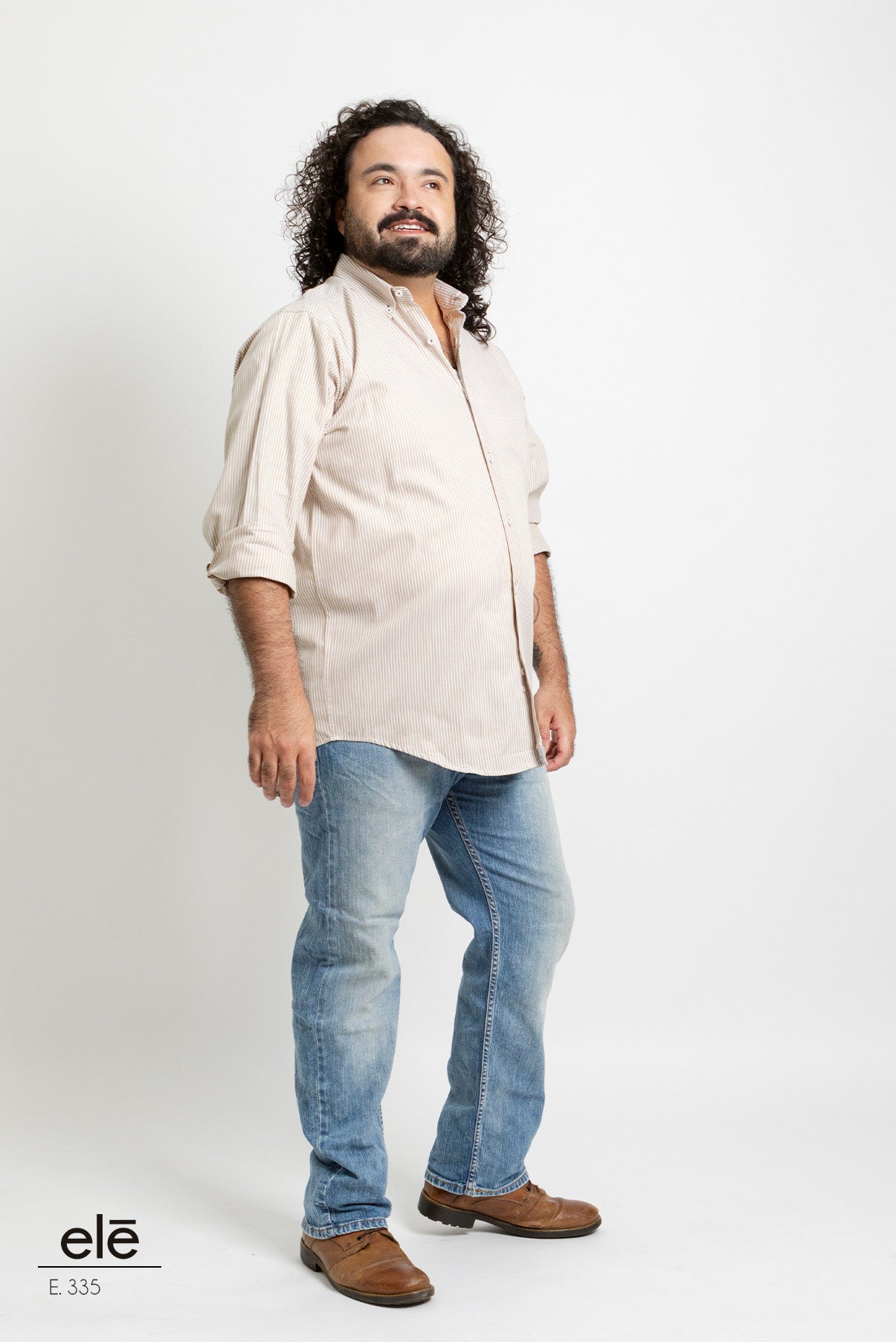 CAMISA RAYAS CAFE Y BLANCO