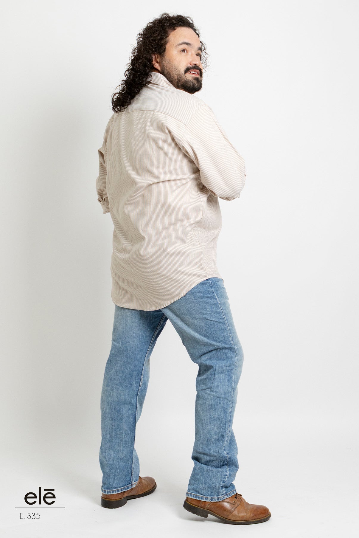 CAMISA RAYAS CAFE Y BLANCO