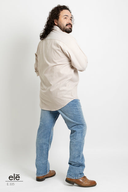 CAMISA RAYAS CAFE Y BLANCO