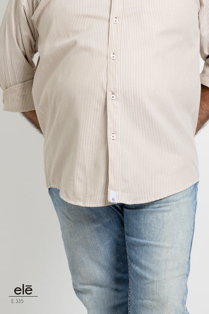 CAMISA RAYAS CAFE Y BLANCO