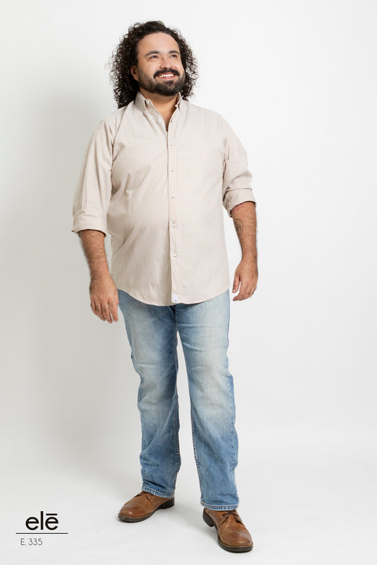 CAMISA RAYAS CAFE Y BLANCO