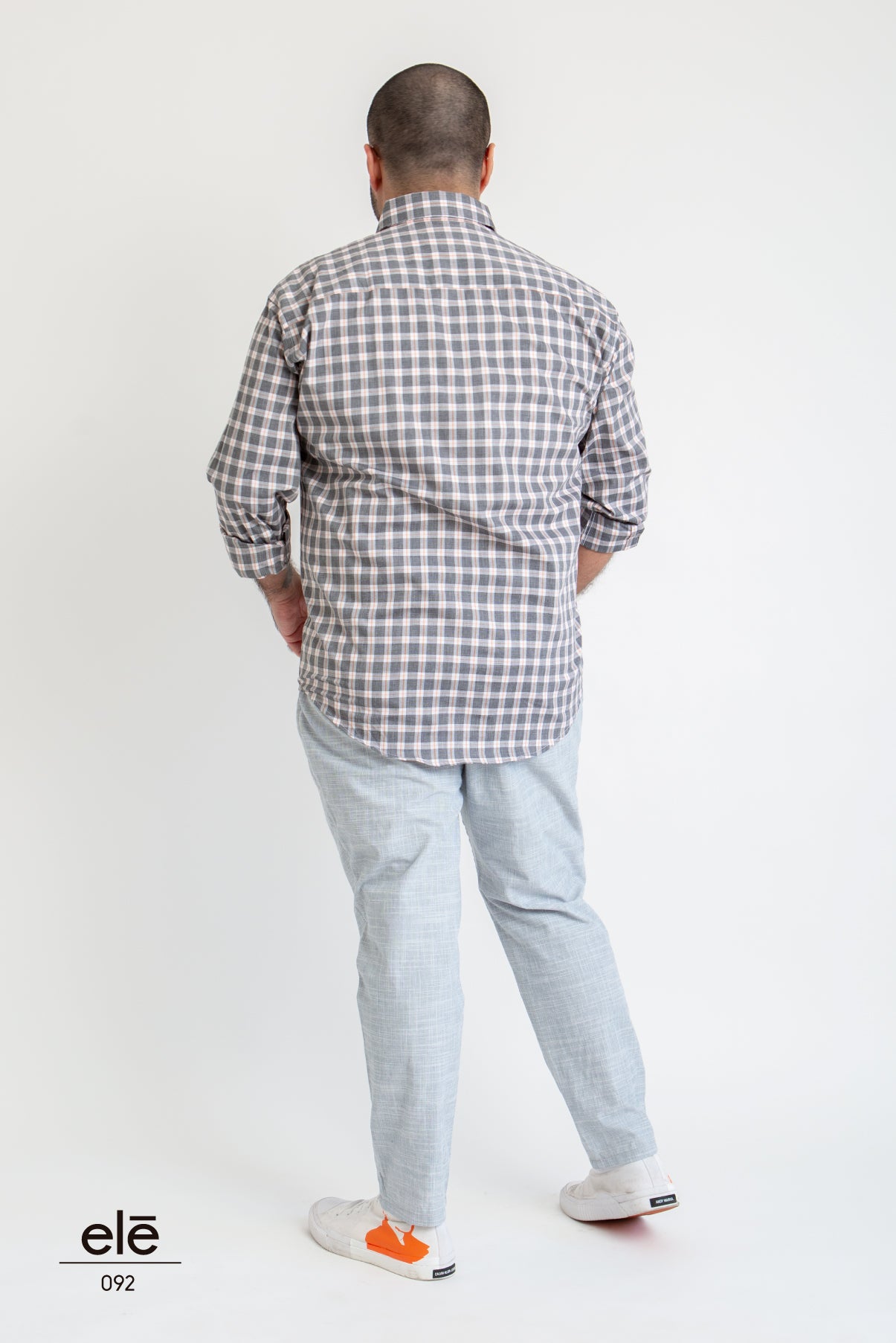 CAMISA CUADRO GRIS CON ROJO