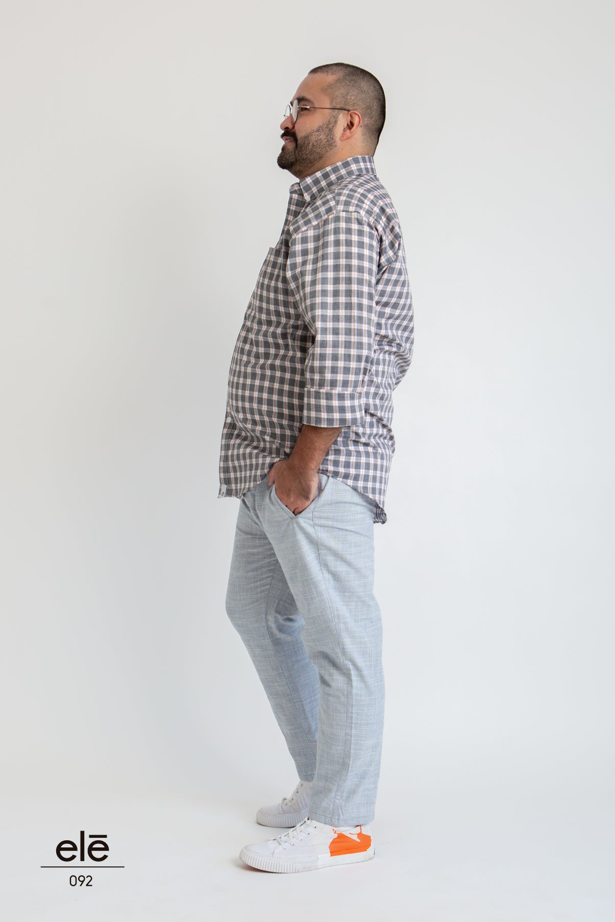 CAMISA CUADRO GRIS CON ROJO