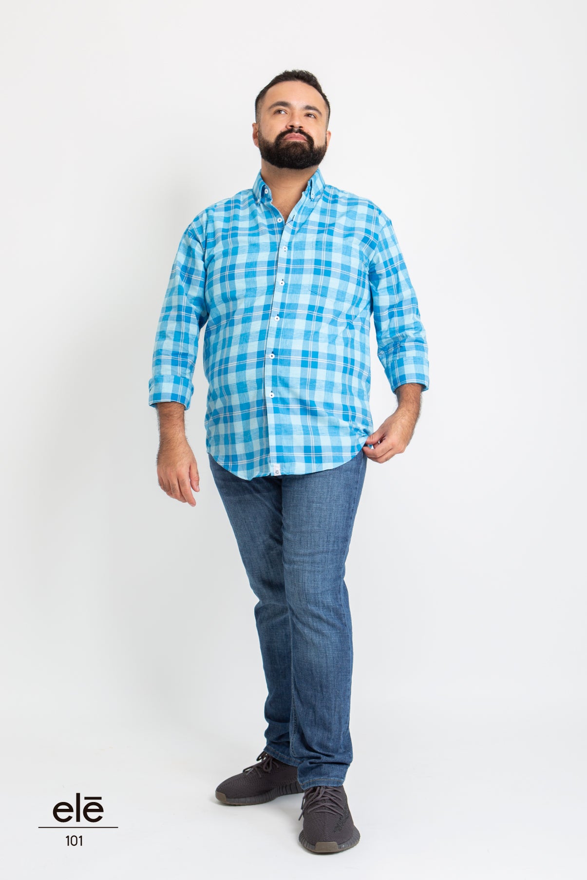 CAMISA CUADROS AZUL AQUA